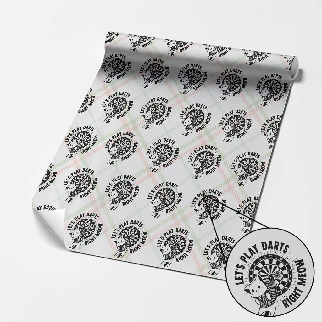 Lets Play Darts Right Meow Wrapping Paper Roll Cute Cat Dart Player Pub Game Gift - Wonder Print Shop