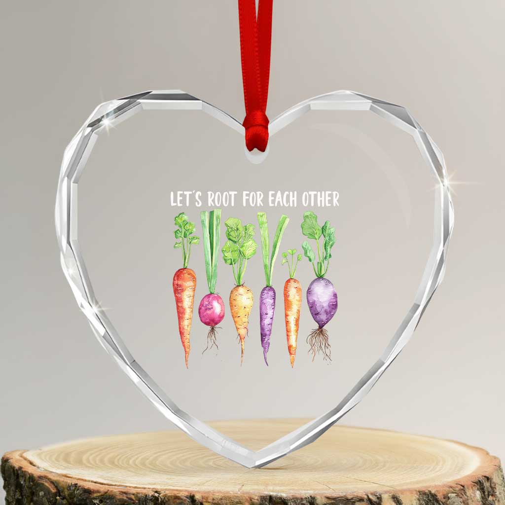 Let's Roots For Each Other Vegetable Heart Crystal Glass Ornament Motivational - Wonder Print Shop