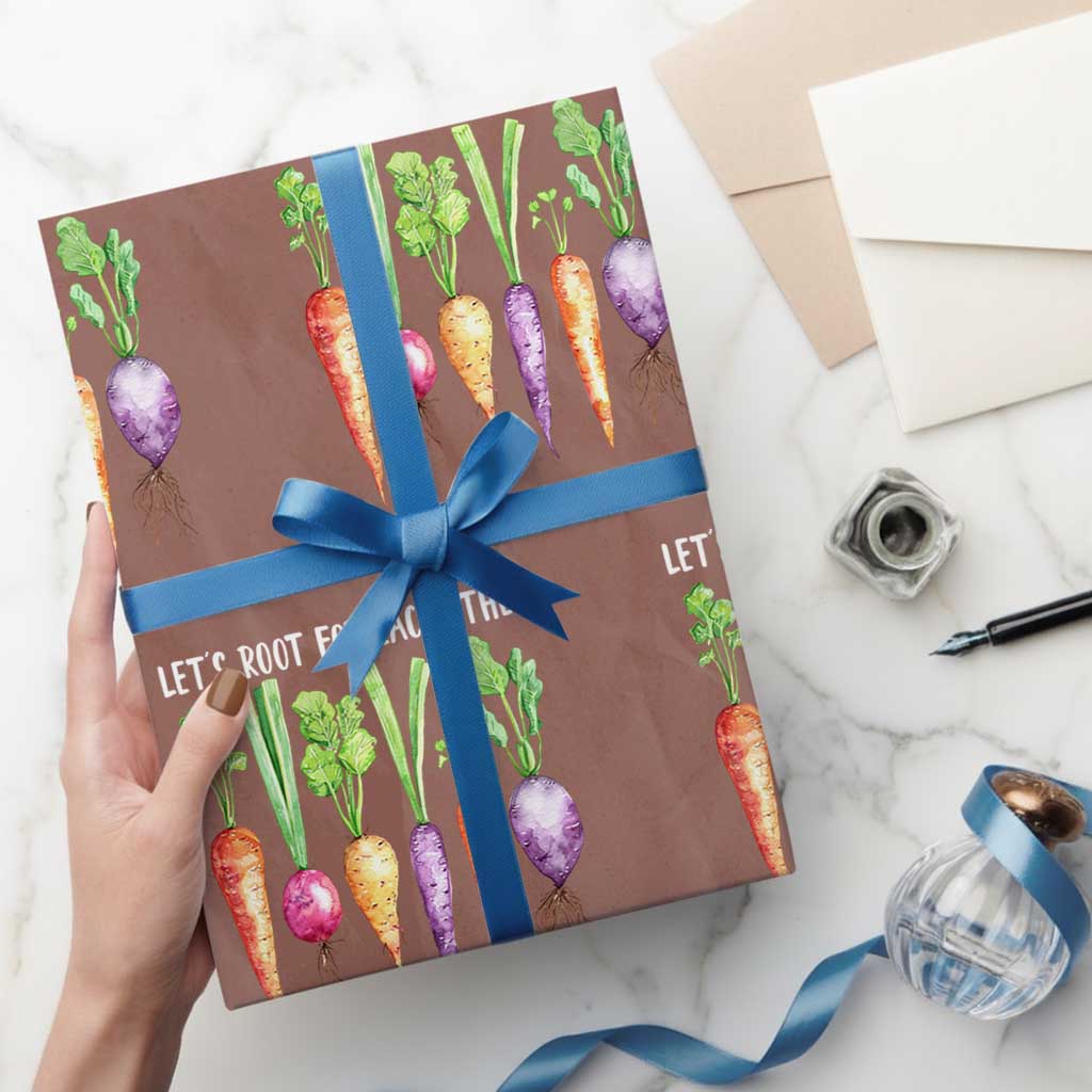 Let's Roots For Each Other Vegetable Wrapping Paper Roll Motivational - Wonder Print Shop