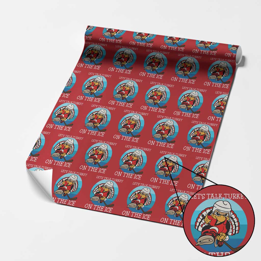 Lets Talk Turkey On The Ice Wrapping Paper Roll Retro Ocean Blue Ice Hockey Gift - Wonder Print Shop