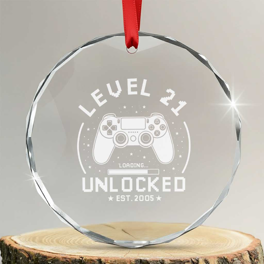 Level 21 Unlocked Video Gamer 21st  Birthday Gift Crystal Glass Ornament Vintage 2005 21 Year Old Gift