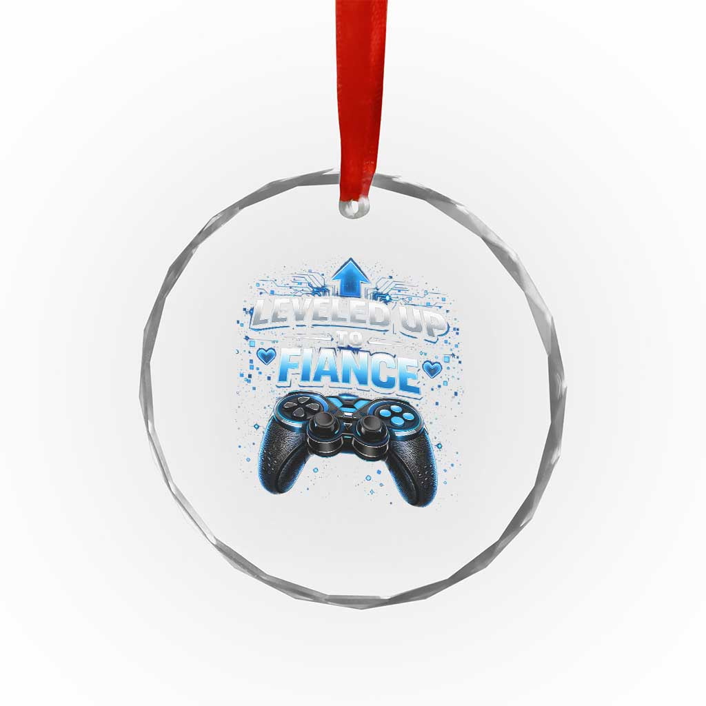 Leveled Up To Fiance Crystal Glass Ornament Newly Engaged Gifts For Him Gamer