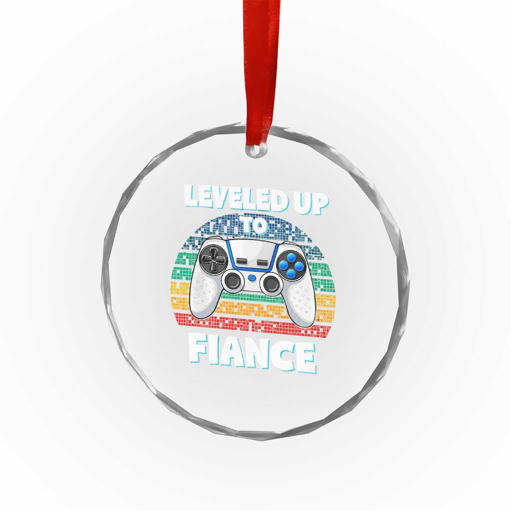 Leveled Up To Fiance Crystal Glass Ornament Retro Newly Engaged Gifts For Him