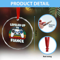 Leveled Up To Fiance Crystal Glass Ornament Retro Newly Engaged Gifts For Him