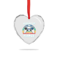 Leveled Up To Fiance Heart Crystal Glass Ornament Retro Newly Engaged Gifts For Him