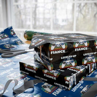 Leveled Up To Fiance Wrapping Paper Roll Retro Newly Engaged Gifts For Him