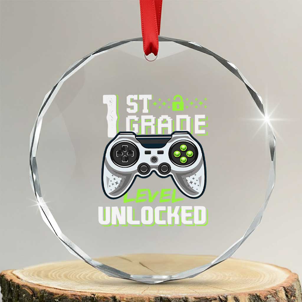 Leveling Up To School Funny Gamer Boys Crystal Glass Ornament First Day Back to School Gift