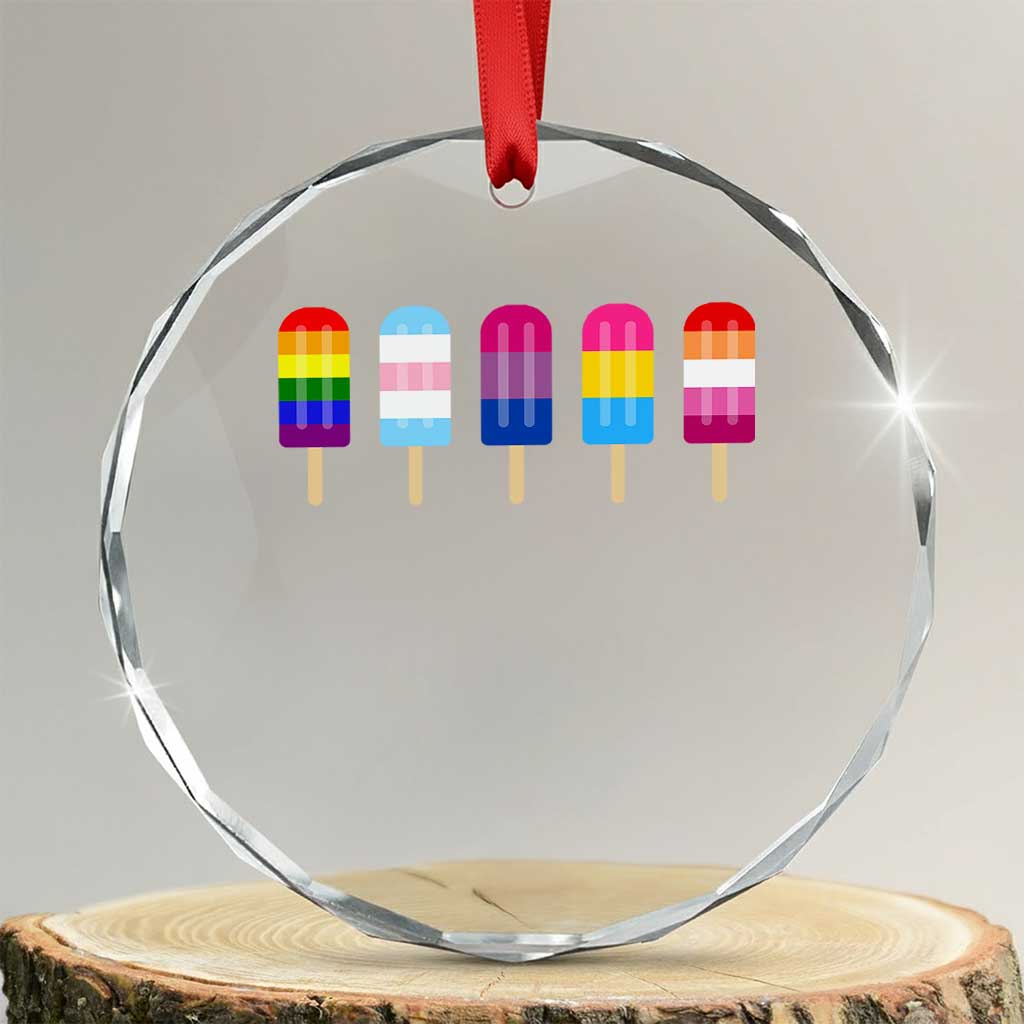 LGBT Rainbow Popsicles Crystal Glass Ornament Summer Ice Cream LGBTQ Pride Ally - Wonder Print Shop