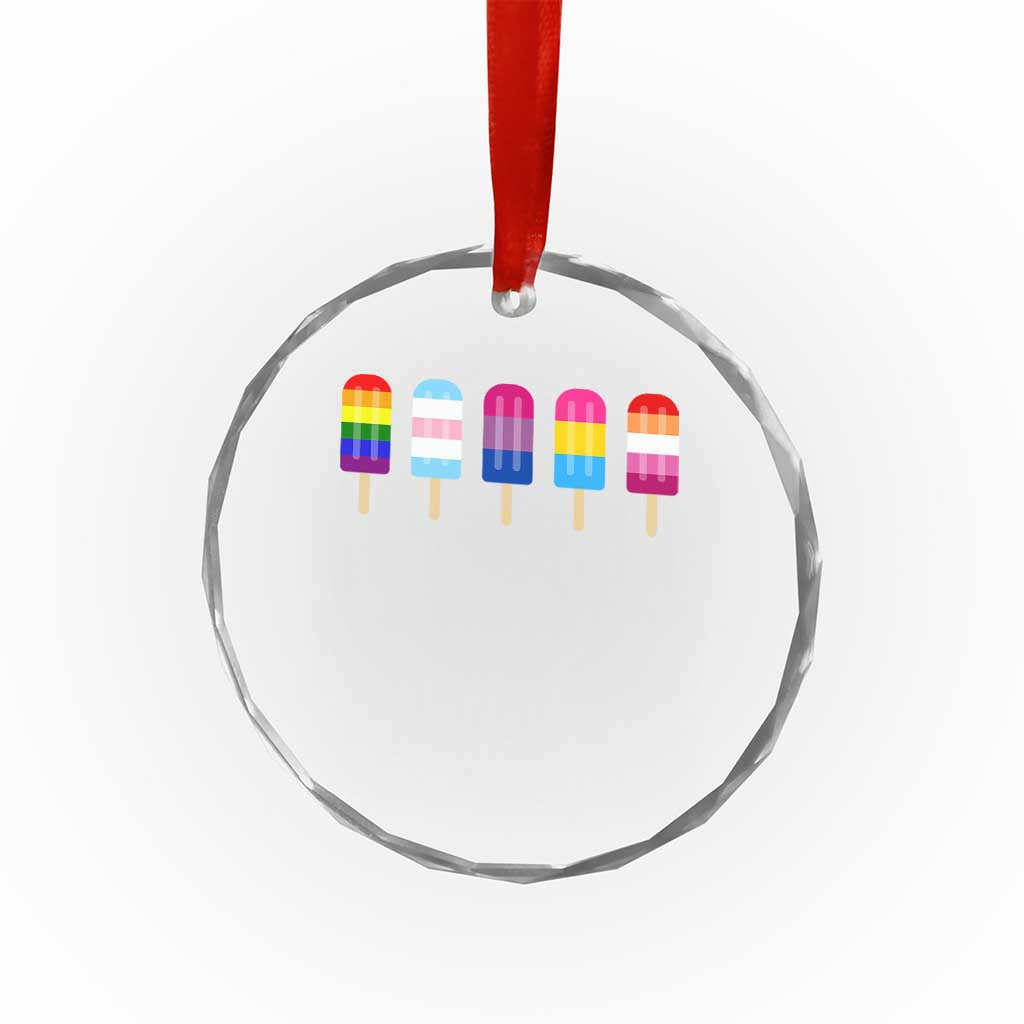 LGBT Rainbow Popsicles Crystal Glass Ornament Summer Ice Cream LGBTQ Pride Ally - Wonder Print Shop