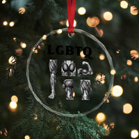 LGBTQ Acronym Funny Fitness Gym Muscle Graphic Crystal Glass Ornament Legs Glutes Biceps Triceps Quads