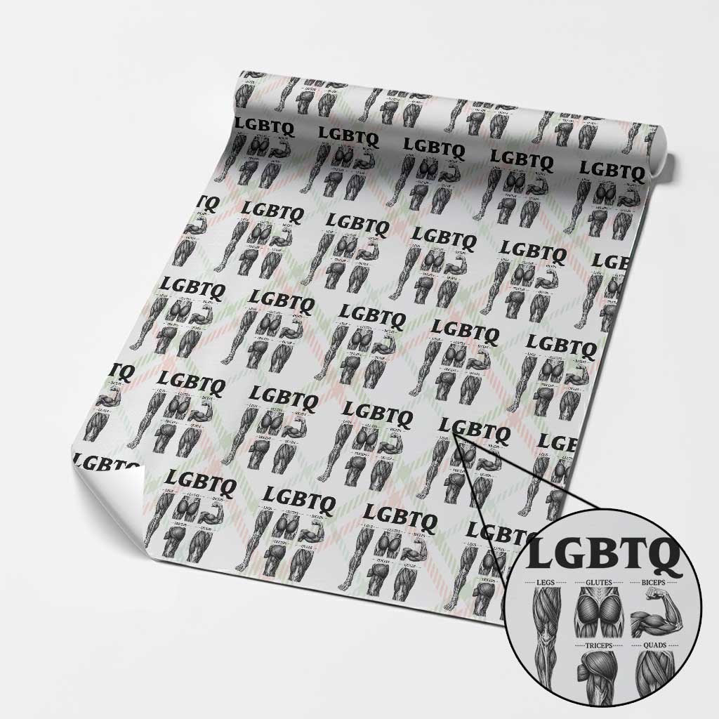 LGBTQ Acronym Funny Fitness Gym Muscle Graphic Wrapping Paper Roll Legs Glutes Biceps Triceps Quads