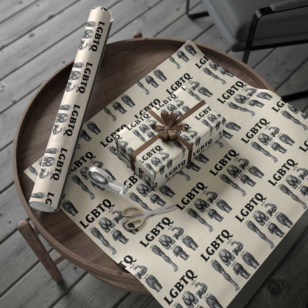 LGBTQ Acronym Funny Fitness Gym Muscle Graphic Wrapping Paper Roll Legs Glutes Biceps Triceps Quads