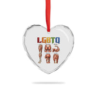 LGBTQ Acronym Funny Fitness Gym Rainbow Muscle Graphic Heart Crystal Glass Ornament Legs Glutes Biceps Triceps Quads