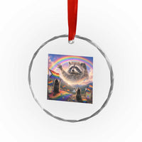 LGBTQ Pride Raccoon Rainbow Flag Crystal Glass Ornament Two Raccoons Howling to The Rainbow