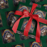 LGBTQ Pride Raccoon Rainbow Flag Wrapping Paper Roll Funny Drinking Beer
