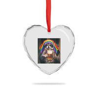 LGBTQ Pride Raccoon Rainbow Flag Heart Crystal Glass Ornament Funny Drinking Beer