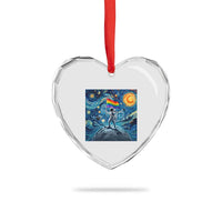 LGBTQ Rainbow Moon Astronaut Heart Crystal Glass Ornament Starry Night Graphic
