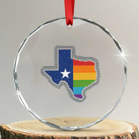 LGBTQ Texas State Flag Crystal Glass Ornament - Wonder Print Shop