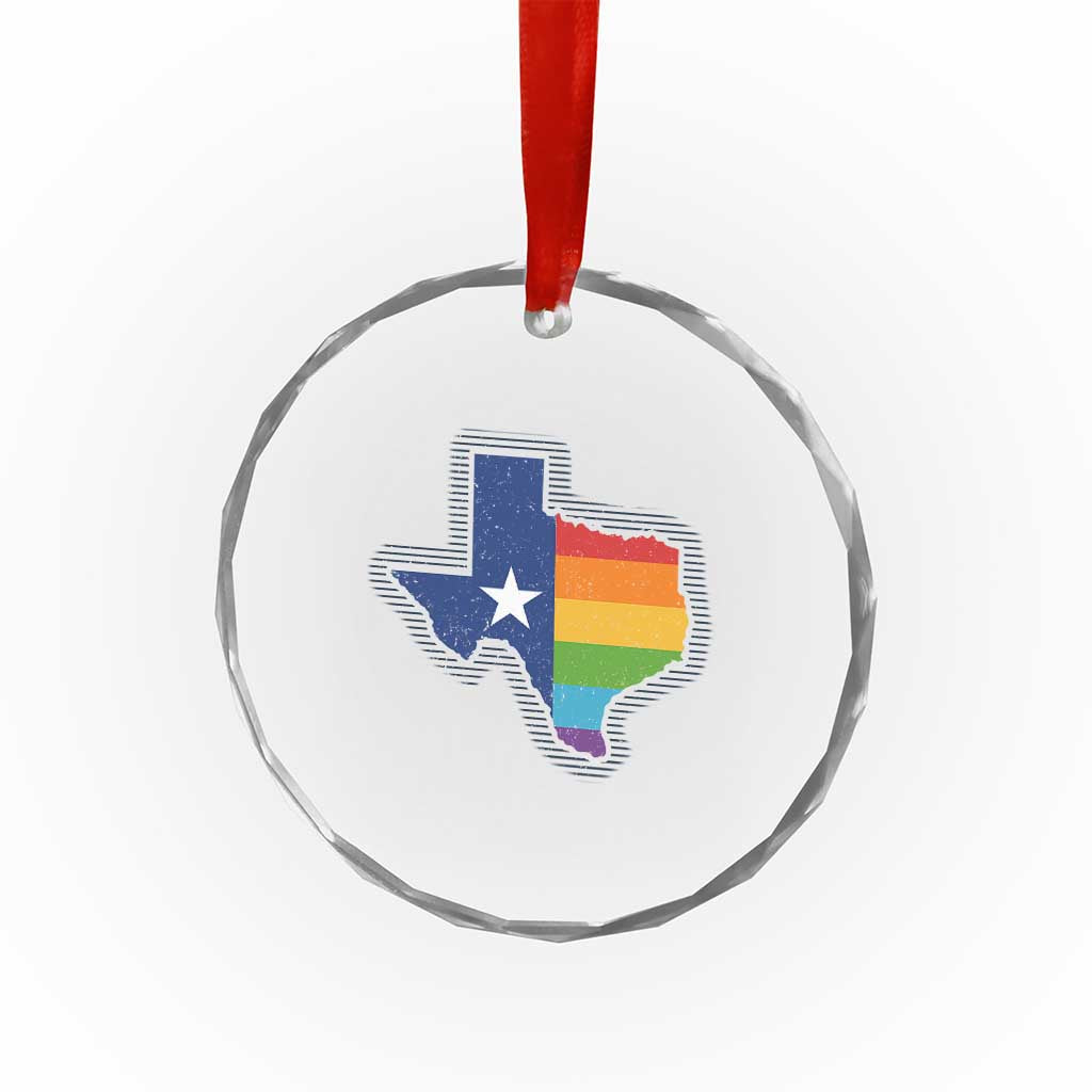 LGBTQ Texas State Flag Crystal Glass Ornament - Wonder Print Shop