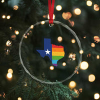LGBTQ Texas State Flag Crystal Glass Ornament - Wonder Print Shop