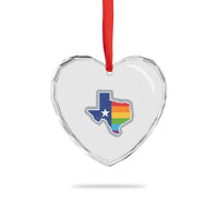 LGBTQ Texas State Flag Heart Crystal Glass Ornament - Wonder Print Shop