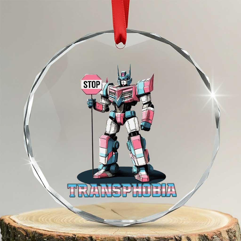 LGBTQ Trans Crystal Glass Ornament Stop Transphobia Trans Rights Social Justice - Wonder Print Shop