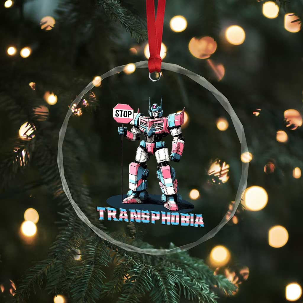 LGBTQ Trans Crystal Glass Ornament Stop Transphobia Trans Rights Social Justice - Wonder Print Shop