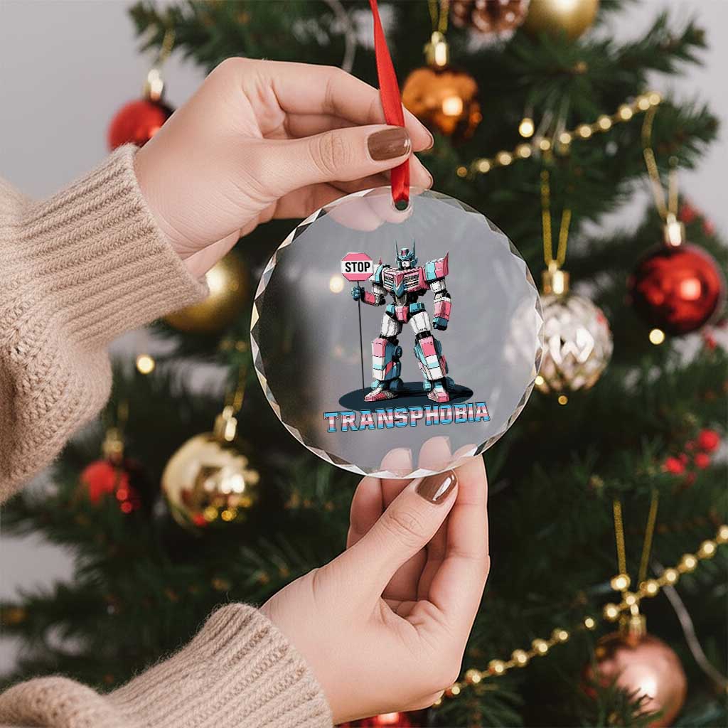 LGBTQ Trans Crystal Glass Ornament Stop Transphobia Trans Rights Social Justice - Wonder Print Shop