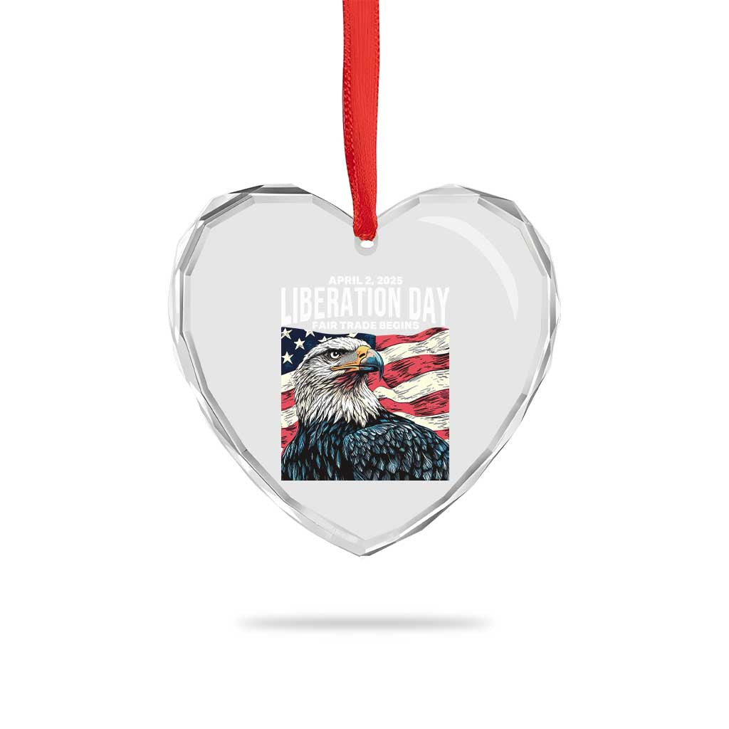 Liberation Day April 2 2025 Heart Crystal Glass Ornament Fair Trade Patriotic American Eagle USA Flag - Wonder Print Shop