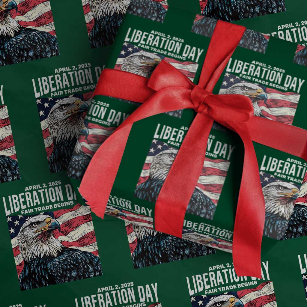 Liberation Day April 2 2025 Wrapping Paper Roll Fair Trade Patriotic American Eagle USA Flag - Wonder Print Shop