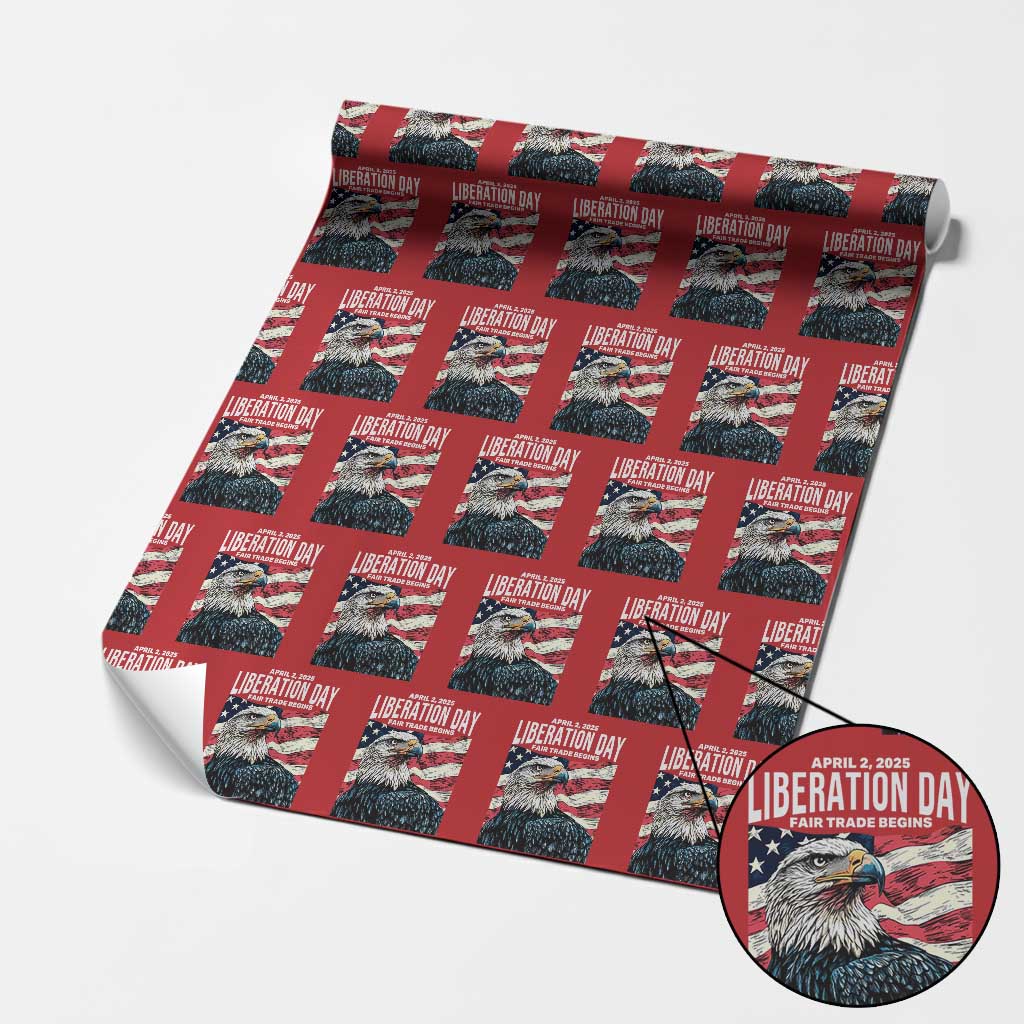 Liberation Day April 2 2025 Wrapping Paper Roll Fair Trade Patriotic American Eagle USA Flag - Wonder Print Shop