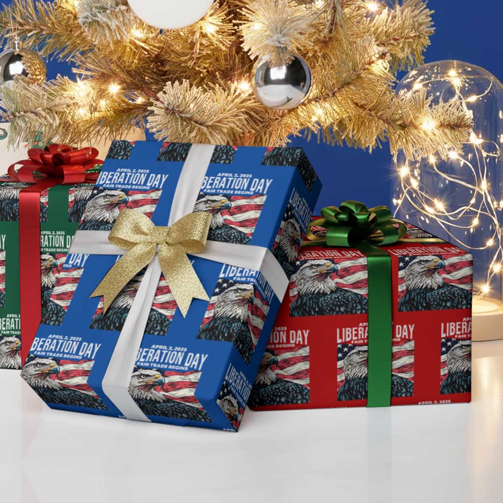 Liberation Day April 2 2025 Wrapping Paper Roll Fair Trade Patriotic American Eagle USA Flag - Wonder Print Shop