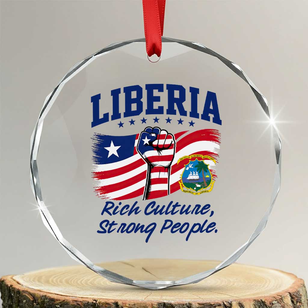 Liberia Rich Culture Strong People Patriotic Crystal Glass Ornament Liberian Flag Fist Coat Of Arms Heritage Pride