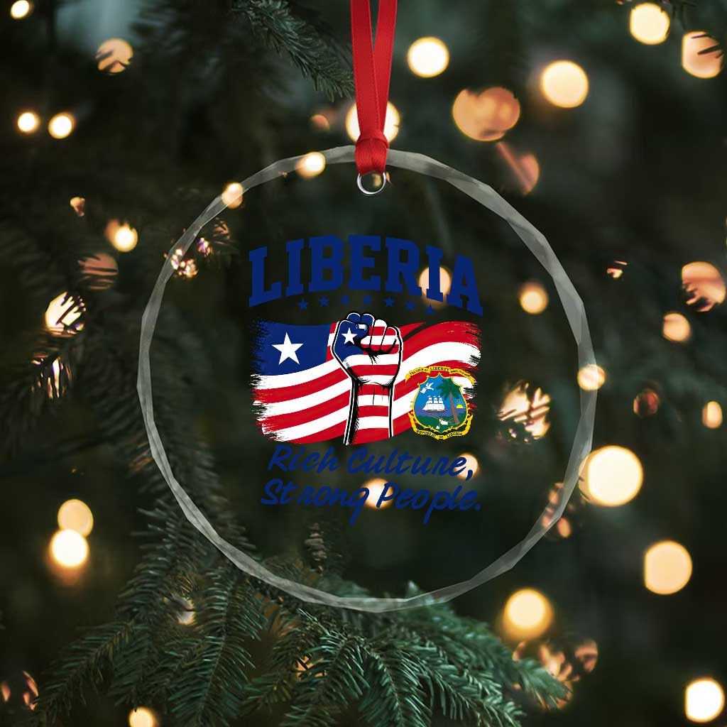 Liberia Rich Culture Strong People Patriotic Crystal Glass Ornament Liberian Flag Fist Coat Of Arms Heritage Pride
