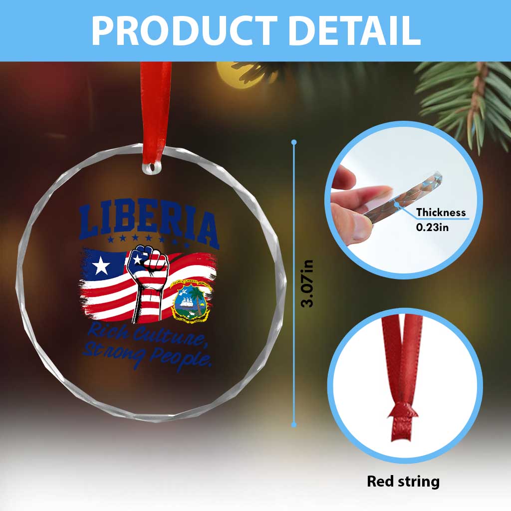 Liberia Rich Culture Strong People Patriotic Crystal Glass Ornament Liberian Flag Fist Coat Of Arms Heritage Pride
