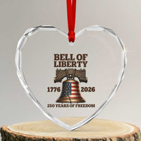 Liberty Bell 250th Anniversary Heart Crystal Glass Ornament American Pride Gift