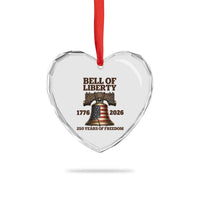Liberty Bell 250th Anniversary Heart Crystal Glass Ornament American Pride Gift