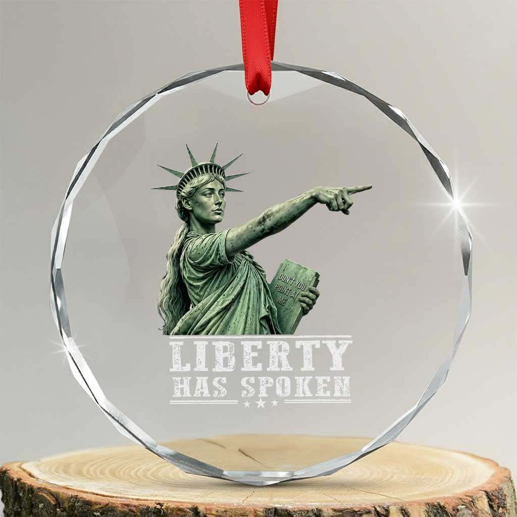 Liberty Has Spoken Pointing Statue Parody Crystal Glass Ornament Funny Sarcastic Basketball Sports Viral Meme Americana