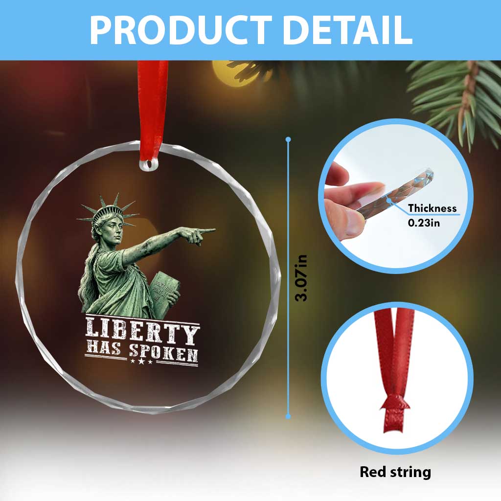 Liberty Has Spoken Pointing Statue Parody Crystal Glass Ornament Funny Sarcastic Basketball Sports Viral Meme Americana