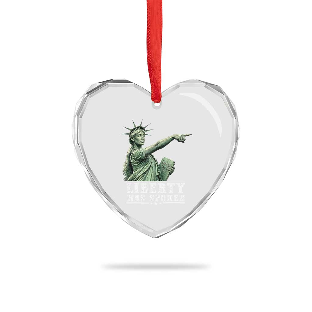 Liberty Has Spoken Pointing Statue Parody Heart Crystal Glass Ornament Funny Sarcastic Basketball Sports Viral Meme Americana