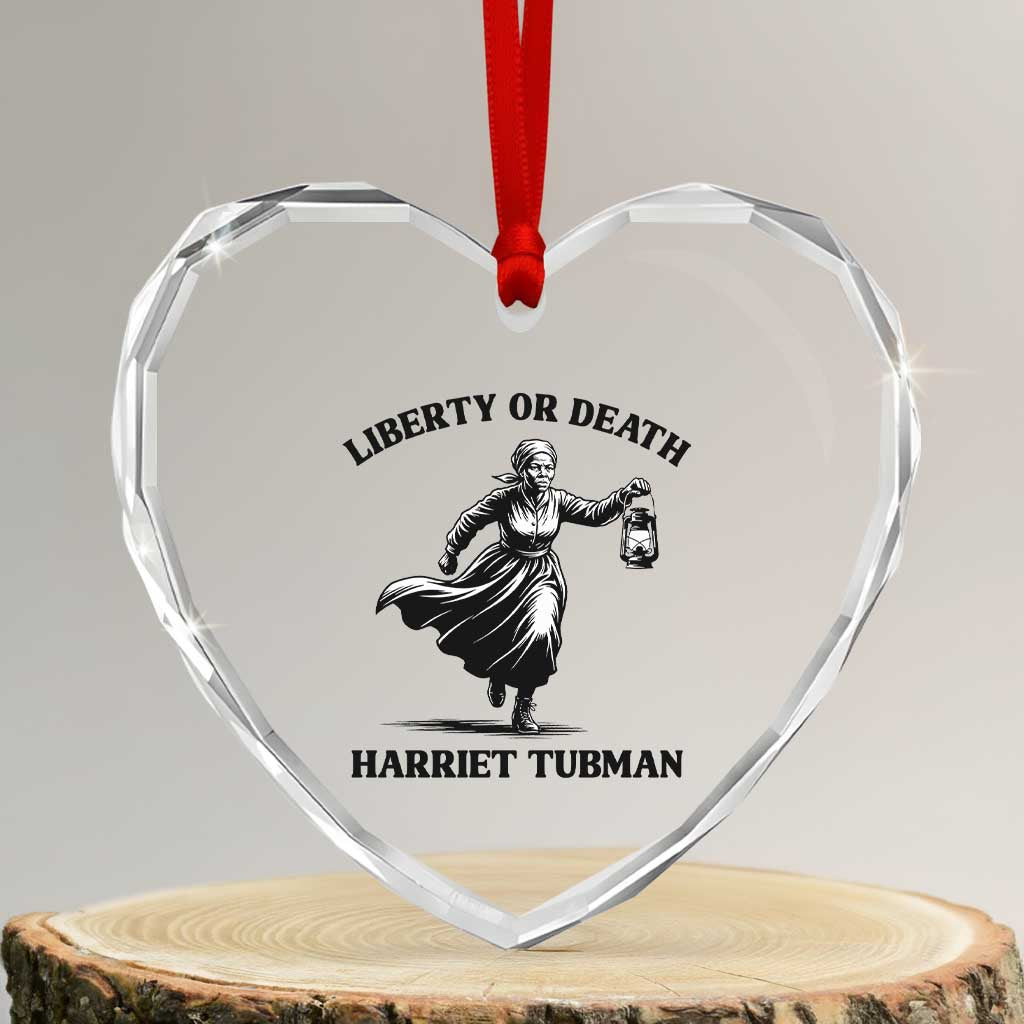 Liberty Or Death Heart Crystal Glass Ornament Harriet Tubman Quote - Wonder Print Shop
