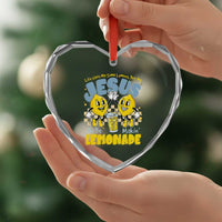 Life Gave Me Some Lemons But My Jesus He Be Makin Lemonade Heart Crystal Glass Ornament Retro Lemon