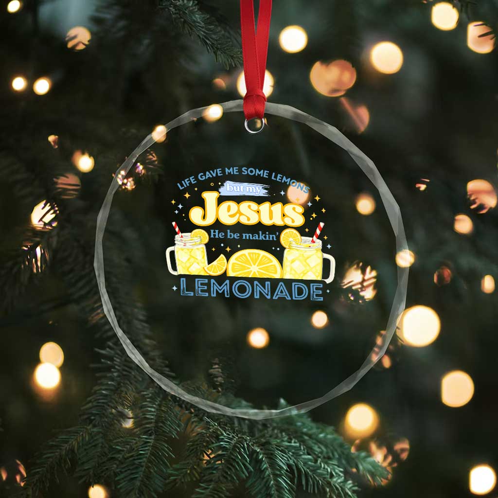 Life Gave Me Some Lemons Crystal Glass Ornament Funny Lemonade Jesus Christian