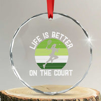Life Is Better On The Court Crystal Glass Ornament Vintage Retro Tennis Girl Gift - Wonder Print Shop