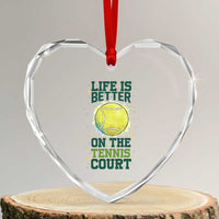 Life Is Better On The Court Heart Crystal Glass Ornament Tennis Lover Gift - Wonder Print Shop