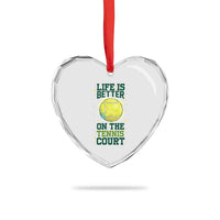 Life Is Better On The Court Heart Crystal Glass Ornament Tennis Lover Gift - Wonder Print Shop