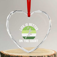 Life Is Better On The Court Heart Crystal Glass Ornament Vintage Retro Tennis Girl Gift - Wonder Print Shop