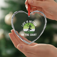 Life Is Better On The Court Heart Crystal Glass Ornament Vintage Retro Tennis Girl Gift - Wonder Print Shop