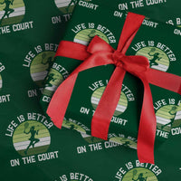 Life Is Better On The Court Wrapping Paper Roll Vintage Retro Tennis Girl Gift - Wonder Print Shop