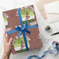 Life Is Better On The Court Wrapping Paper Roll Vintage Retro Tennis Girl Gift - Wonder Print Shop